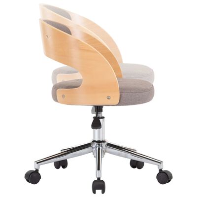 vidaXL Swivel Office Chair Taupe Bent Wood and Fabric