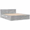 vidaXL Bed Frame with Headboard without Mattress Grey Sonoma 150x200 cm King Size