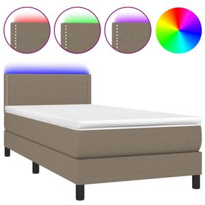 vidaXL Box Spring Bed with Mattress&LED Taupe 90x190cm Fabric