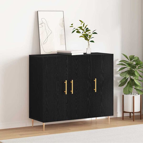vidaXL Sideboard Black Oak 90 x 34 x 80 cm Engineered Wood