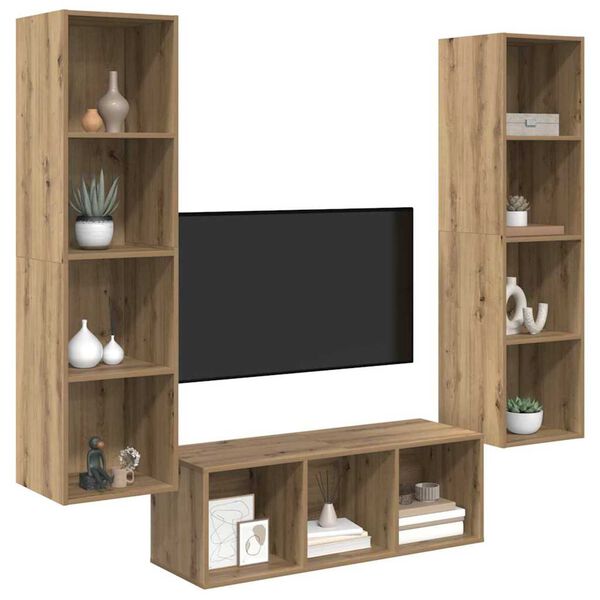 vidaXL TV Cabinet Set Wall-mounted 3 pcs Artisan Oak Engineered Wood