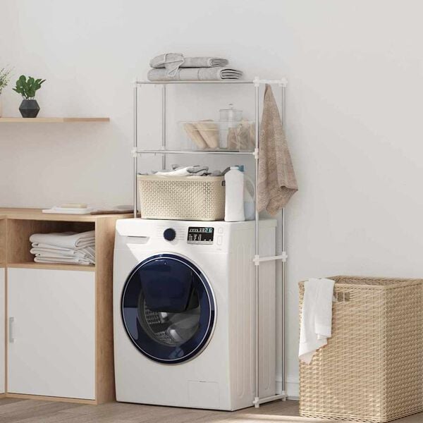 vidaXL Washing Machine Shelf White 70 x 27 x 136 cm Aluminium