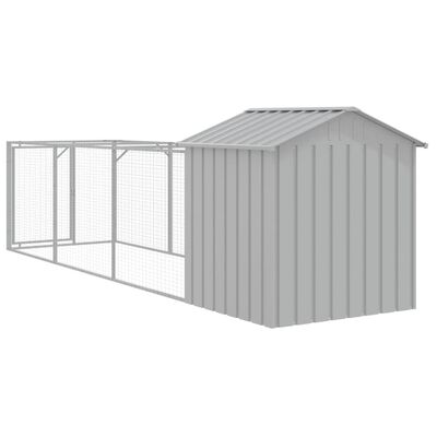 vidaXL Dog House with Roof Light Grey 117x405x123 cm Galvanised Steel