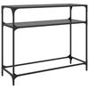 vidaXL Console Table with Black Glass Top98x35x81 cm Steel