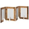 vidaXL Foldable Dog Gate with Stands 4 pcs Old Wood 241 cm