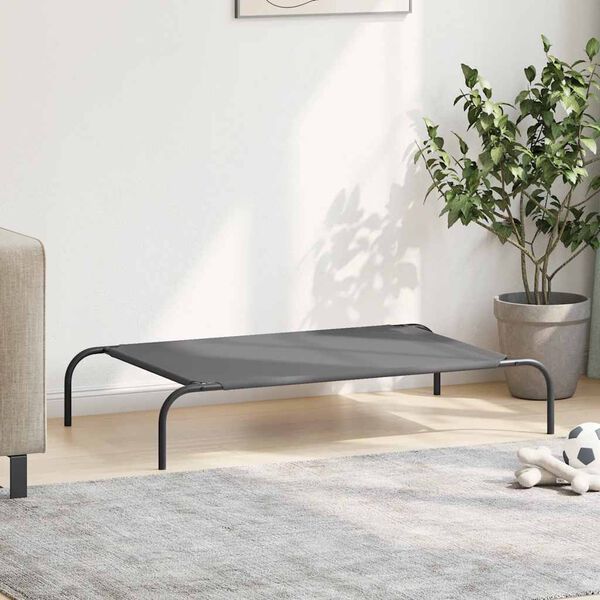 vidaXL Elevated Dog Bed Grey 110x65x20 cm Oxford Fabric and Steel