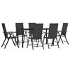 vidaXL 7 Piece Garden Dining Set Black Poly Rattan