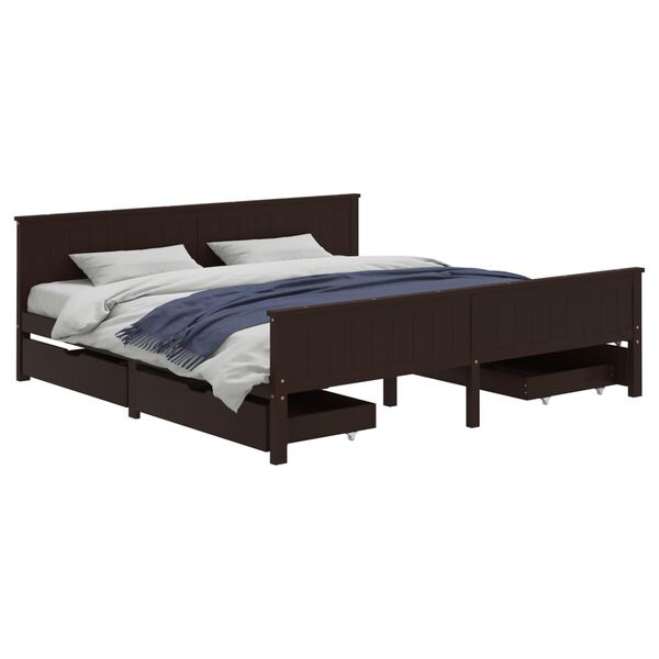 vidaXL Bed Frame without Mattress Dark Brown 200x200 cm Solid Wood