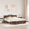 vidaXL Bed Frame with Drawer Smoked Oak 200 x 200 cm Engineered Wood