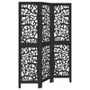 vidaXL Room Divider 3 Panels Black Solid Wood Paulownia