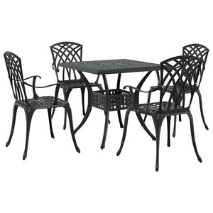 vidaXL Garden Table Set 5 pcs Black Cast Aluminium