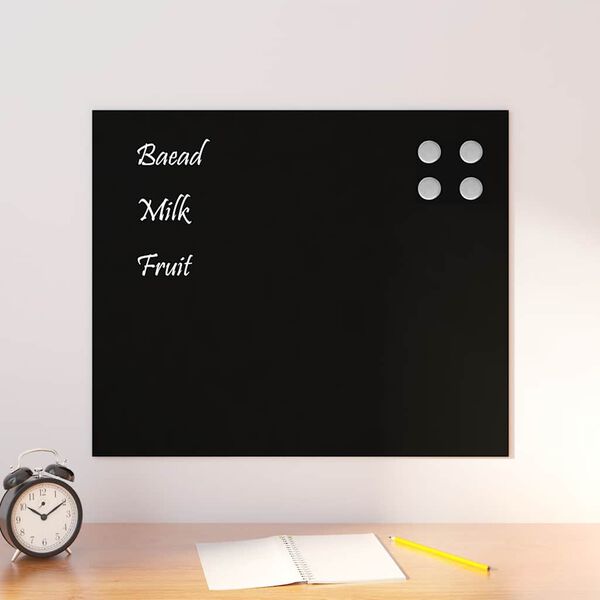 vidaXL Wall-mounted Magnetic Board Black 60x50 cm Tempered Glass