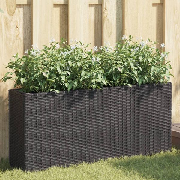 vidaXL Garden Planters with 2 Pots 2 pcs Black 90x20x40 cm Poly Rattan