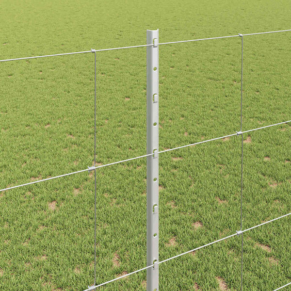 vidaXL Fence with Post Silver 1.4 x 25 m Steel