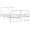 vidaXL Metal Bed Frame without Mattress with Footboard White 150x200cm