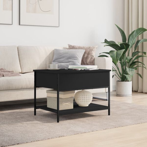 vidaXL Coffee Table Black 70x50x50 cm Engineered Wood and Metal