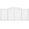 vidaXL Arched Gabion Baskets 7 pcs 300x30x120/140 cm Galvanised Iron