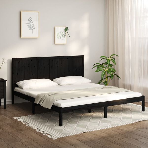 vidaXL Bed Frame without Mattress Black 200x200 cm Solid Wood Pine