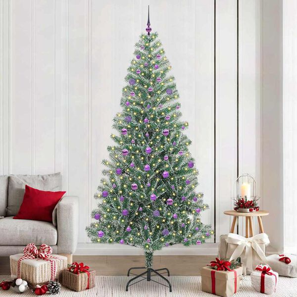 vidaXL Artificial Christmas Tree Snow Flocked with LED Light 240 cm