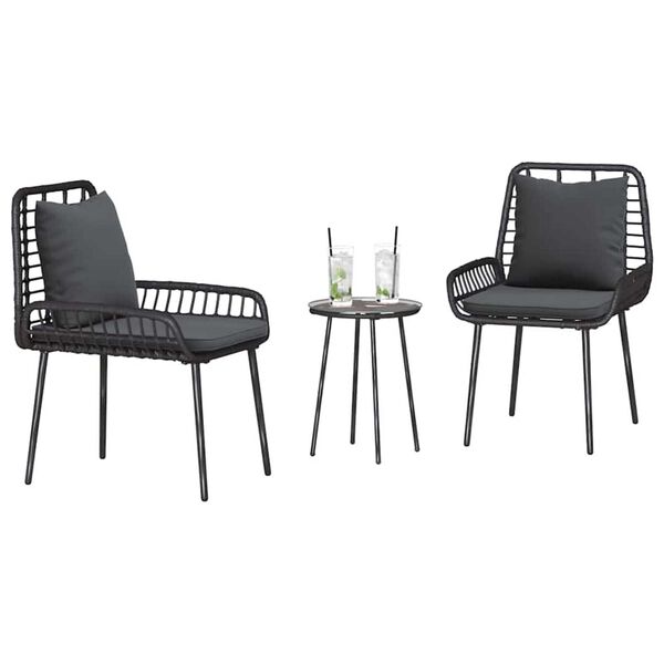 vidaXL Garden Dining Set 3 pcs Black and Anthracite