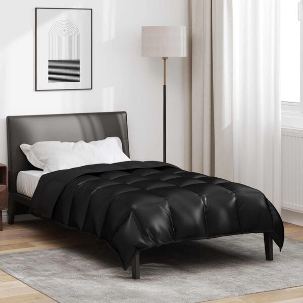 vidaXL Winter Duvet Black 220 x 140 cm Satin and Microfiber