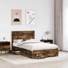 vidaXL Bed Frame with Drawer Smoked Oak 120 x 190 cm Engineered Wood