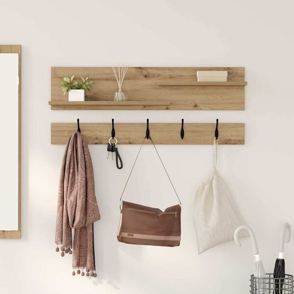 vidaXL Wall-Mounted Coat Rack with Shelf Artisan Oak 90 x 15 x 36 cm