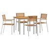 vidaXL Garden Dining Set 5 pcs Solid Teak Wood and Stainless Steel