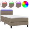 vidaXL Box Spring Bed with Mattress&LED Taupe 90x200cm Fabric