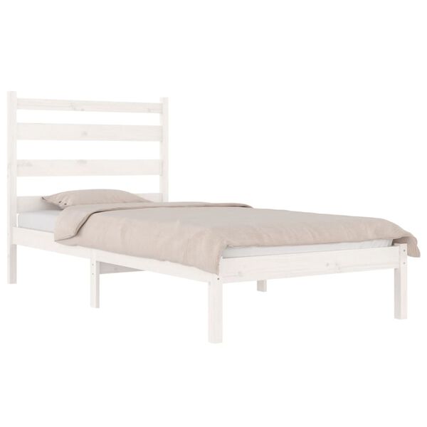 vidaXL Bed Frame without Mattress White Solid Wood Pine Single