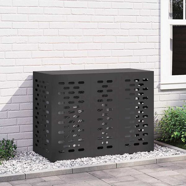vidaXL Air Conditioner Cover Black 110 x 50 x 80 cm Steel