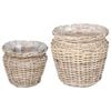 vidaXL Planter Basket with Storage 2 pcs Grey Lacak Rattan