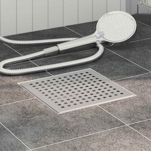 vidaXL Dot Shower Drain Silver 20 x 20 cm Stainless Steel 304