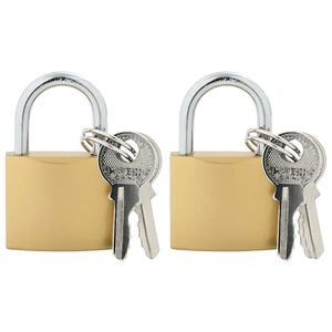 vidaXL U Lock with Keys 2 pcs Brass Iron