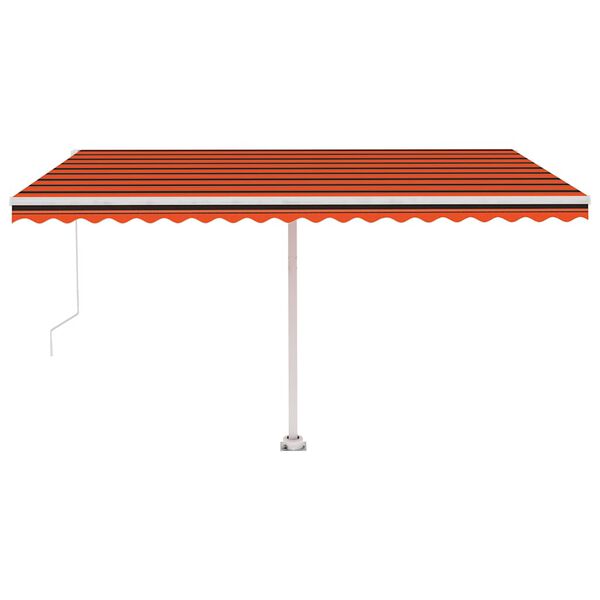 vidaXL Manual Retractable Awning with LED 400x350 cm Orange and Brown