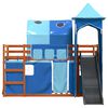 vidaXL Bunk Bed without Mattress with Slide and Curtains Blue 80x200 cm
