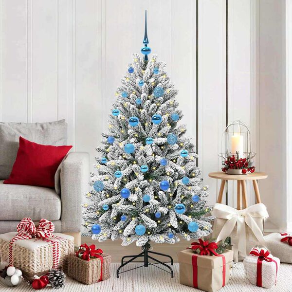 vidaXL Artificial Christmas Tree Green and White 150 cm PVC and Metal