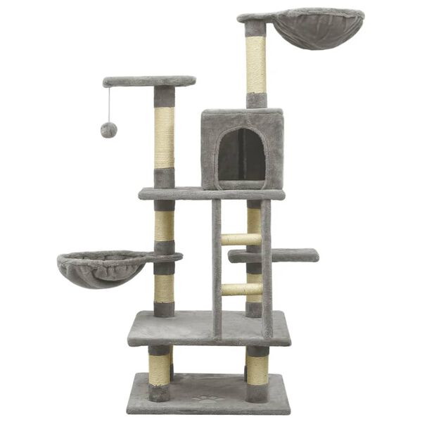 vidaXL Cat Tree with Sisal Scratching Posts Grey 122 cm