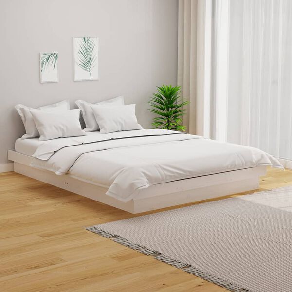 vidaXL Bed Frame without Mattress White Solid Wood King Size