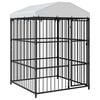 vidaXL Dog Kennel | Black | Galvanised steel, polyethylene roof | Large | Locks