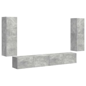 vidaXL TV Wall Cabinet Set 4 pcs Concrete Grey Engineered Wood