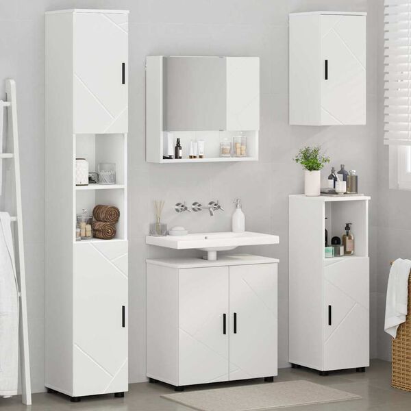 vidaXL Bathroom Furniture Set 5 pcs White Engineered wood & Metal
