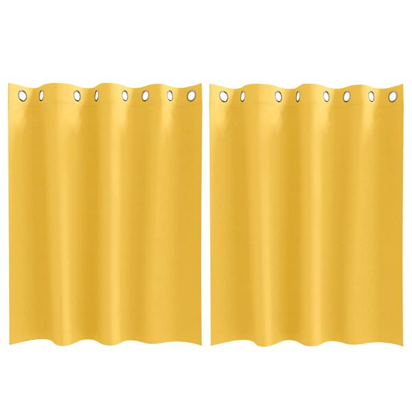 vidaXL Blackout Curtains with Rings 2 pcs Mustard Yellow 140 x 140 cm