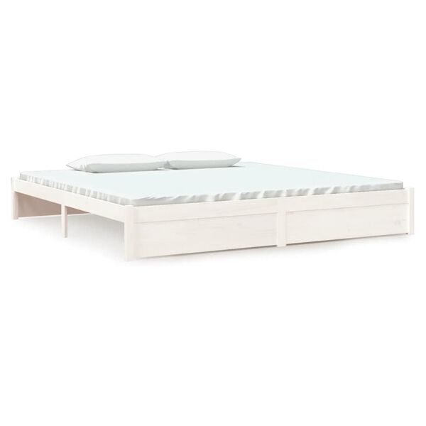 vidaXL Bed Frame without Mattress White Solid Wood 200x200 cm