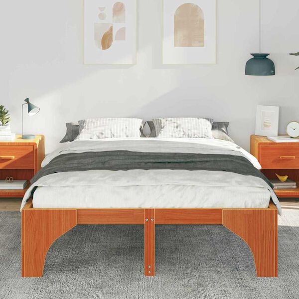 vidaXL Bed Frame Brown 160 x 200 cm Solid Pine Wood