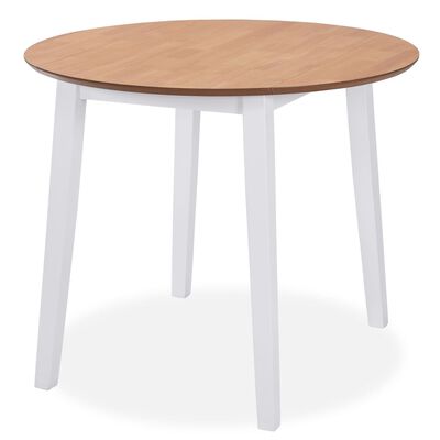 vidaXL Dining Set 3 Pieces MDF and Rubberwood White