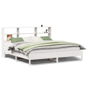 vidaXL Bookcase Bed without Mattress White 180x200cm Solid Wood Pine