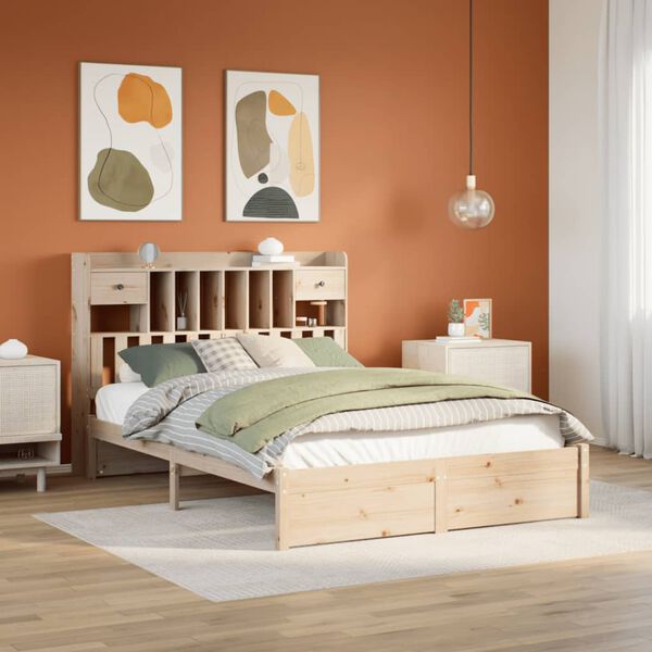vidaXL Bookcase Bed without Mattress 150x200cm King Size Solid Wood Pine