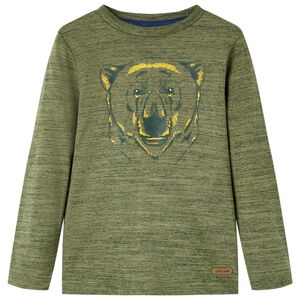 vidaXL Kids' T-shirt with Long Sleeves Khaki Melange 104