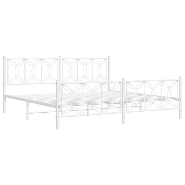 vidaXL Metal Bed Frame without Mattress with Footboard White 200x200cm